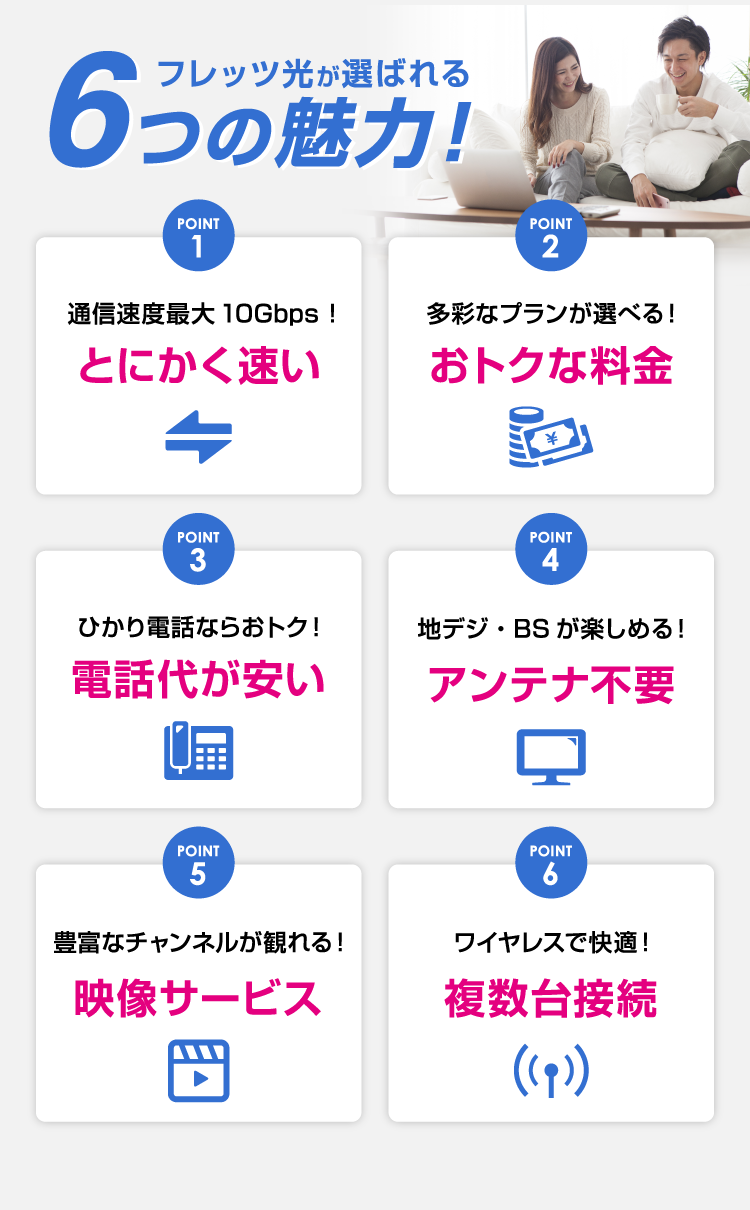フレッツ光が選ばれる6つの魅力!
