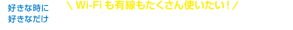 Wi-Fiも有線もたくさん使いたい！超高速、定額プラン