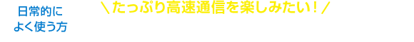 たっぷり高速通信を楽しみたい！定額プラン