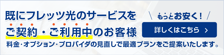 既にフレッツ光のサービスをご契約・ご利用中のお客様　もっとお安く！